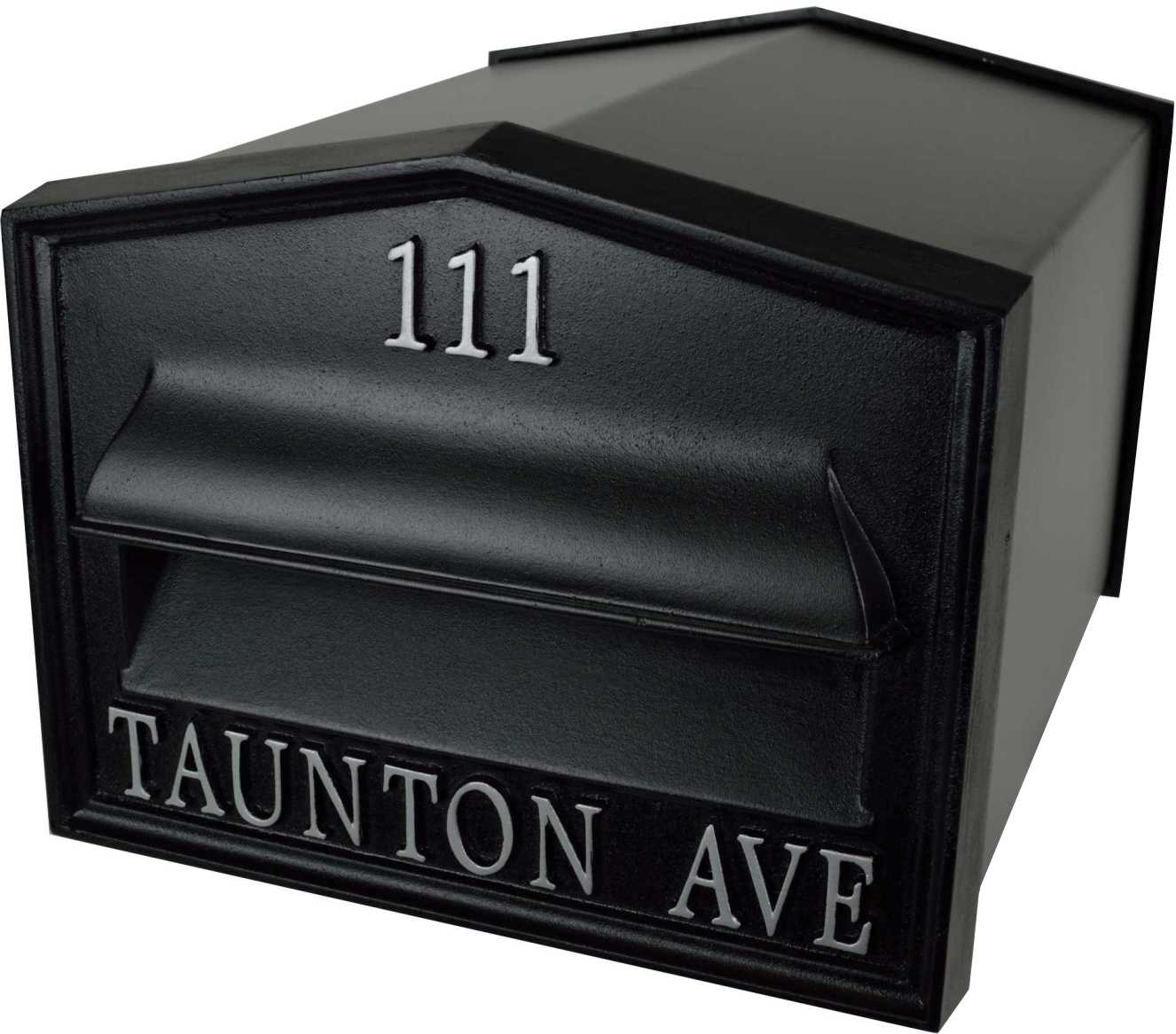 BLACK ANTIQUE CAST IRON TUDOR LETTER BOX PLATE 11" X 4" 